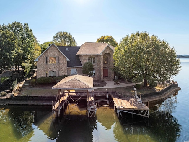 69 Resplandor Way, Hot Springs Village, AR 71909 - view of dock featuring boat lift and a water view
