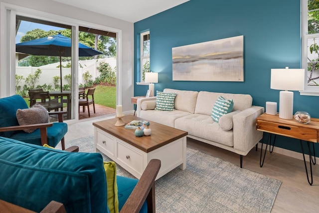 living room featuring light hardwood / wood-style flooring