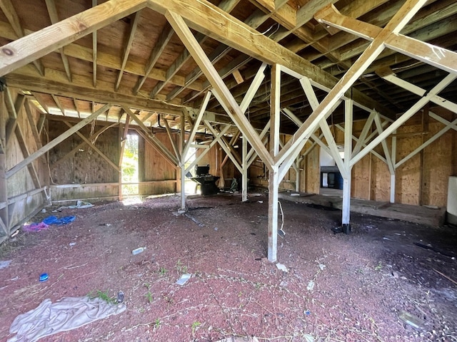 view of unfinished attic