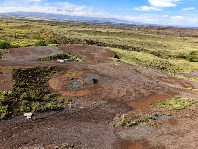 bird's eye view with a mountain view