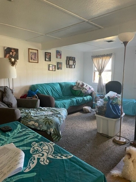 living room featuring carpet flooring