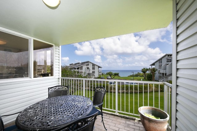 balcony with a water view