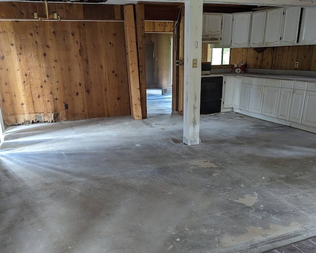 basement with wooden walls