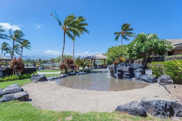 view of property's community with a gazebo