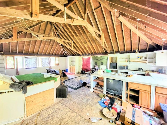 view of unfinished attic