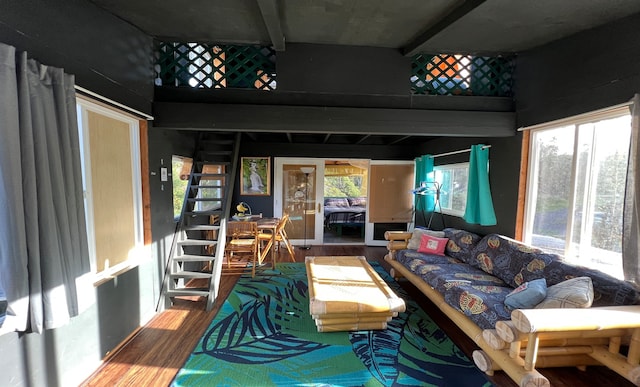 living room with wood-type flooring