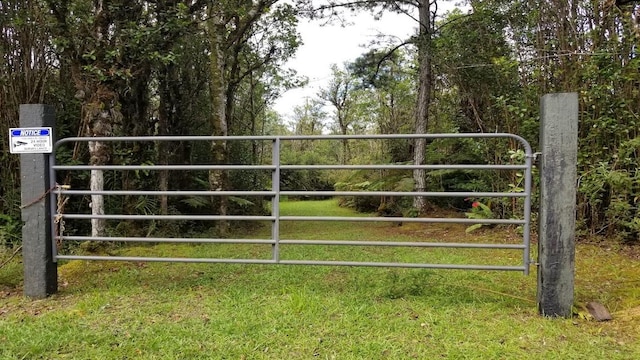 view of gate with a yard