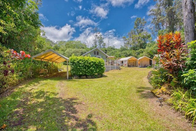 view of yard featuring a carport