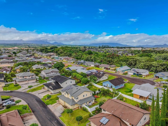 bird's eye view with a mountain view