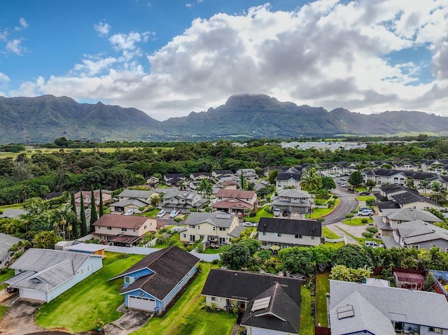 drone / aerial view with a mountain view