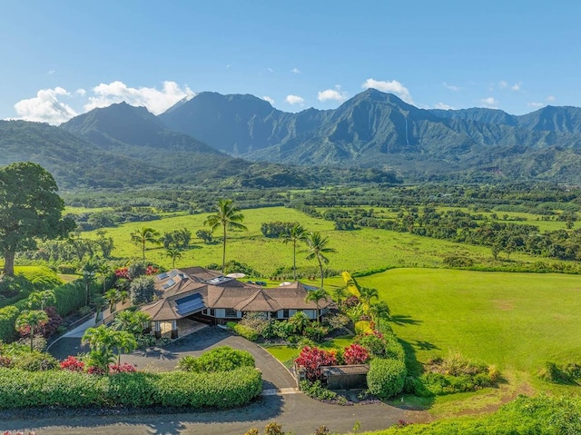 drone / aerial view with a mountain view