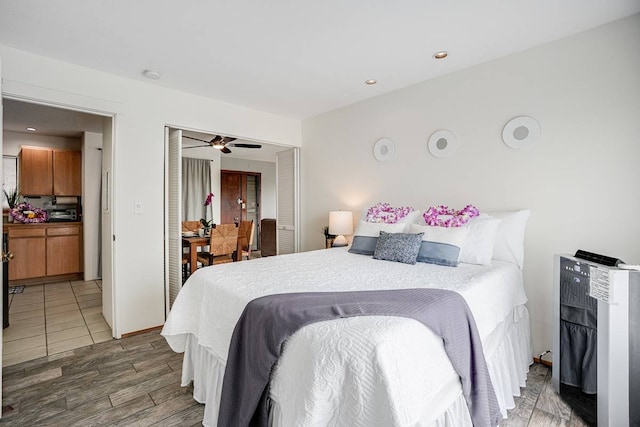 bedroom with tile flooring