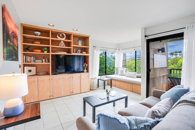 view of tiled living room