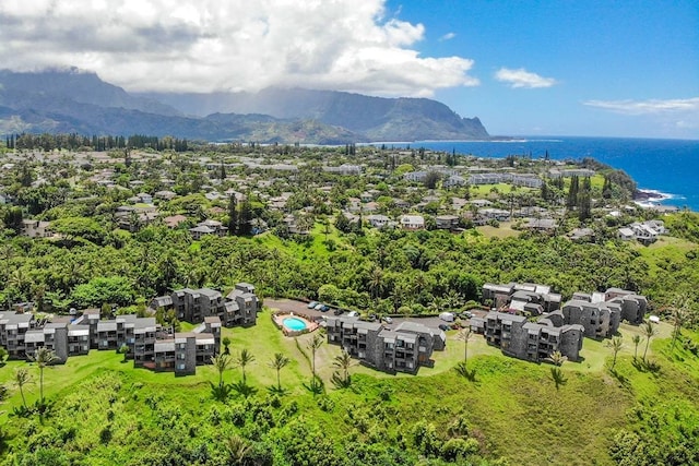 aerial view with a mountain view