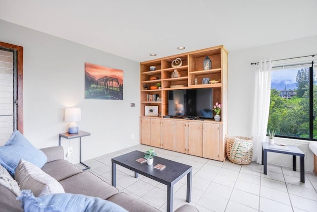 view of tiled living room