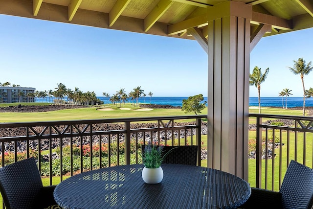 balcony with a water view