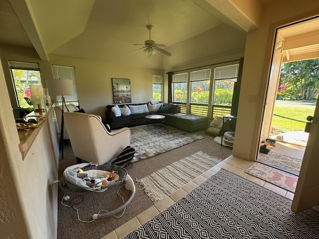 sunroom with ceiling fan and a wealth of natural light