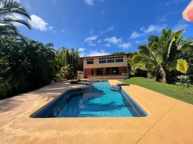 view of pool featuring a patio