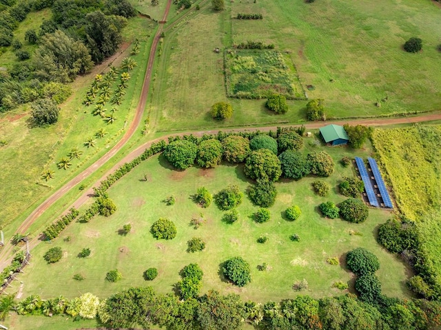 birds eye view of property featuring a rural view