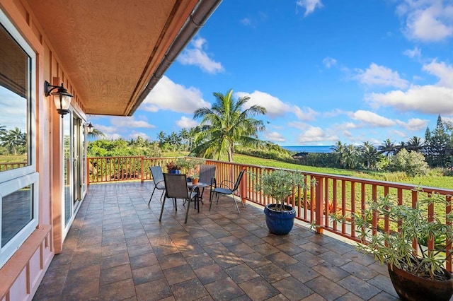 view of terrace featuring a balcony