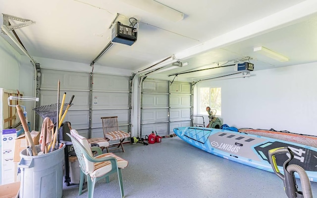 garage with a garage door opener