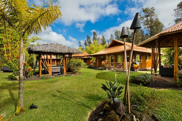 view of yard with a gazebo