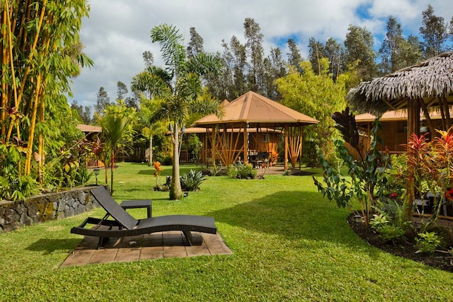 view of yard with a gazebo and a patio