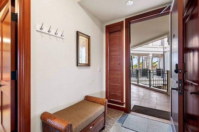 interior space featuring light tile patterned floors