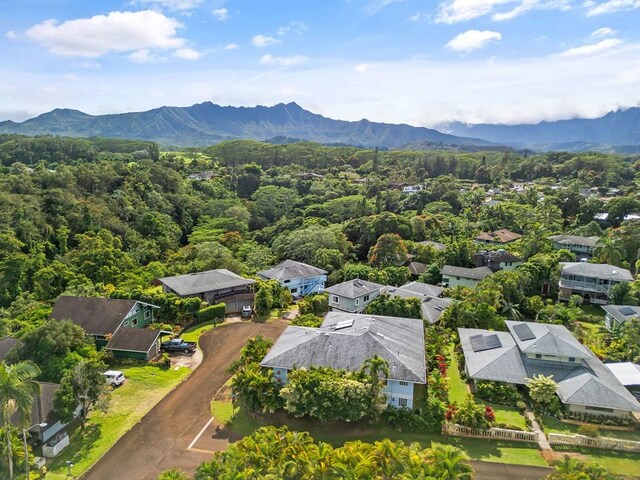 birds eye view of property with a mountain view