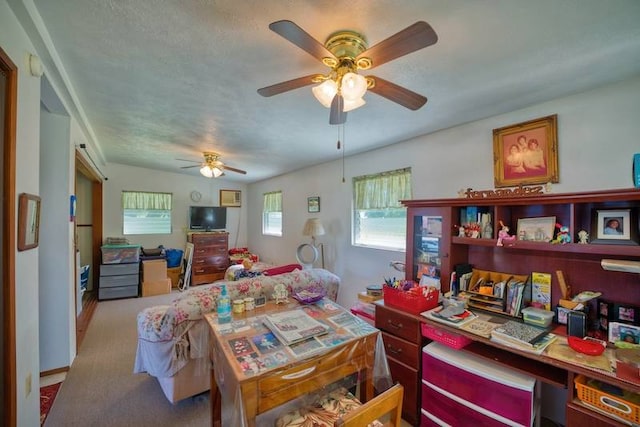 bedroom with carpet flooring and ceiling fan