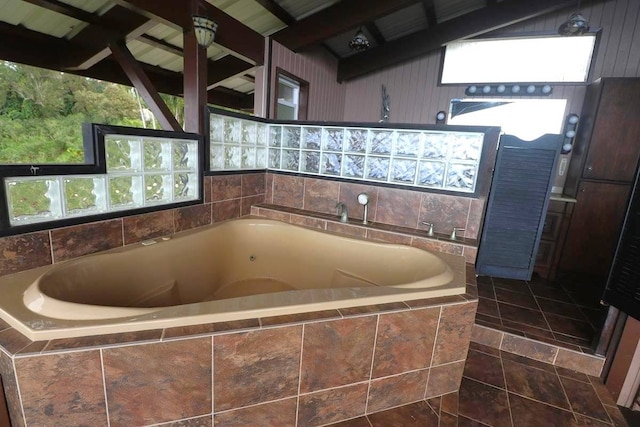 bathroom with tile flooring