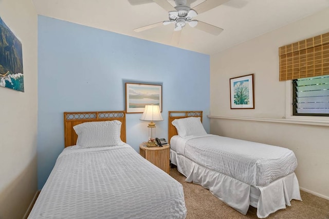 bedroom featuring carpet and ceiling fan