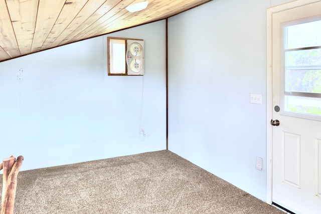 interior space featuring wooden ceiling and lofted ceiling