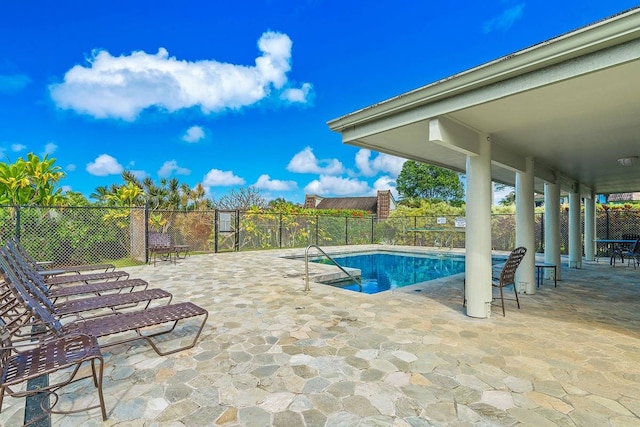 view of pool featuring a patio