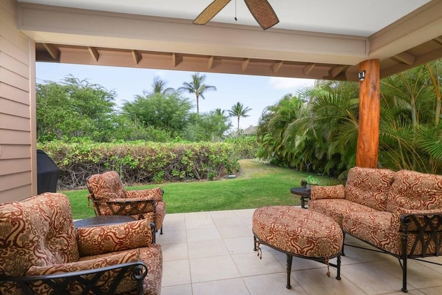 view of patio / terrace with outdoor lounge area and ceiling fan