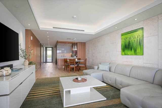 living room featuring light hardwood / wood-style flooring