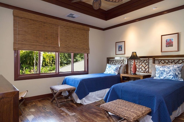 bedroom featuring dark hardwood / wood-style flooring