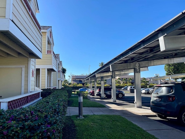 view of yard featuring a carport