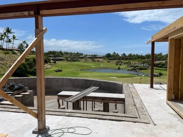 view of terrace featuring a water view