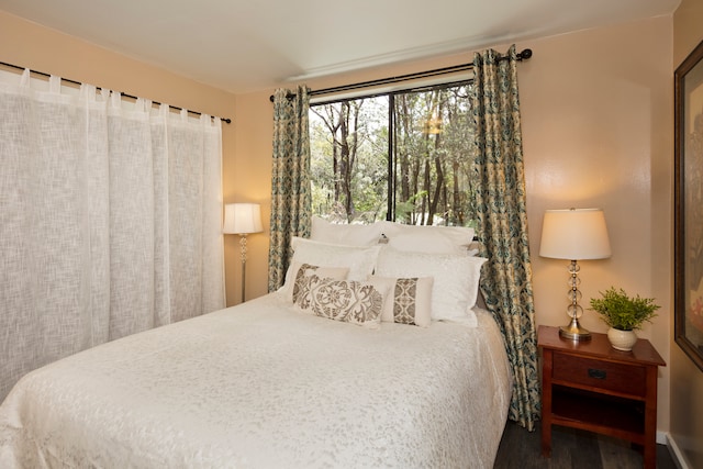 bedroom featuring dark wood-type flooring