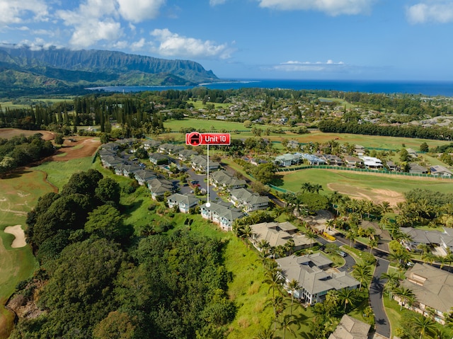 bird's eye view with a mountain view