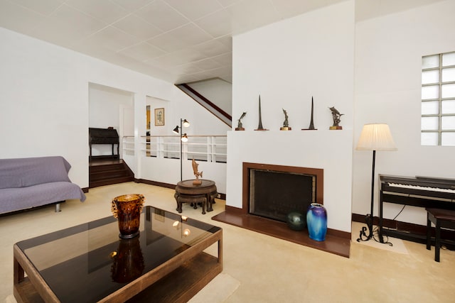 living room featuring carpet floors