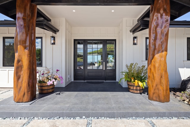 view of exterior entry with french doors