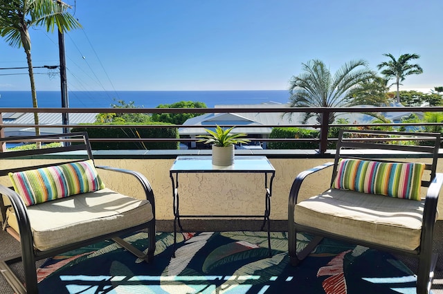 balcony with a water view