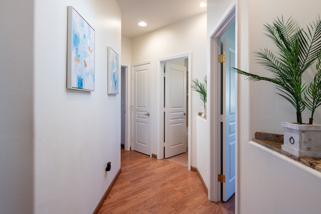 corridor featuring light hardwood / wood-style flooring