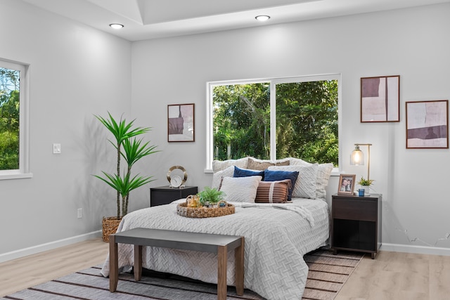 bedroom featuring light hardwood / wood-style floors