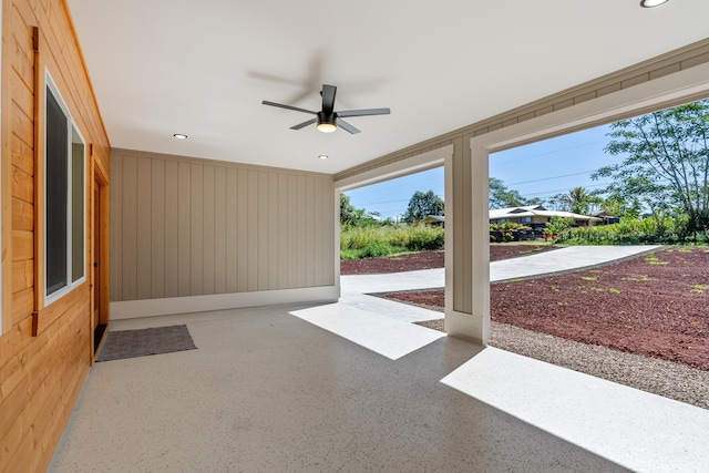 view of patio with ceiling fan