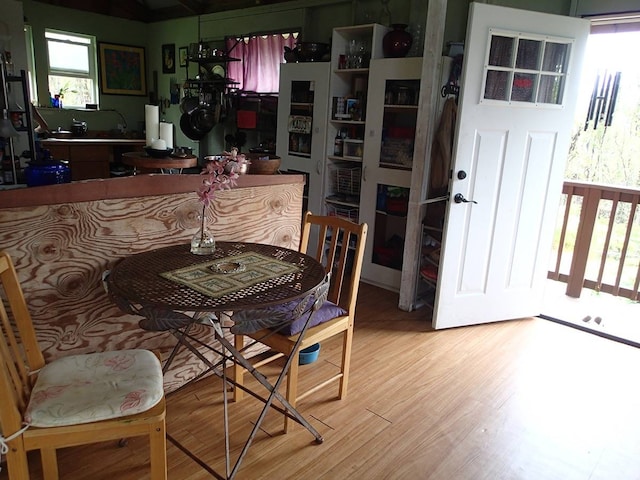 dining area with light hardwood / wood-style flooring