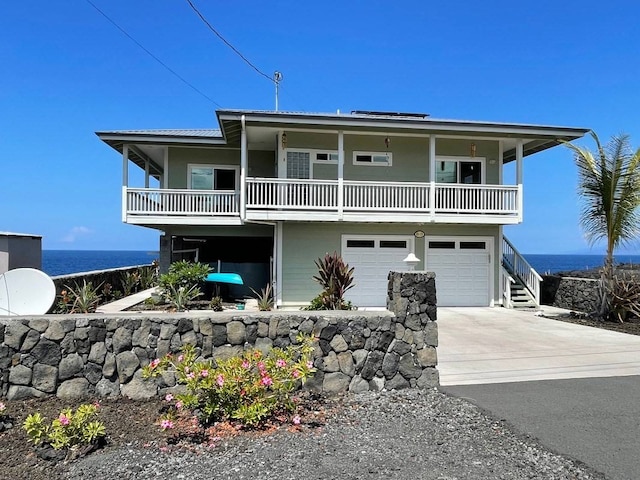 beach home featuring a garage