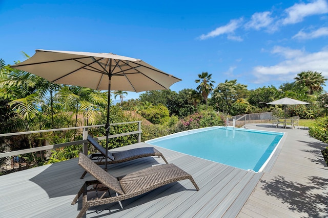 view of pool with a deck